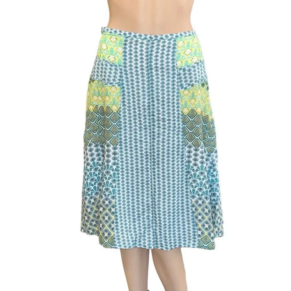 Women's Prana Blue and Green A-Line Skirt Size 6 - Picture 2 of 5